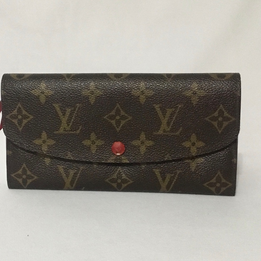 Authentic Louis Vuitton Brown and Red Monogram Wallet